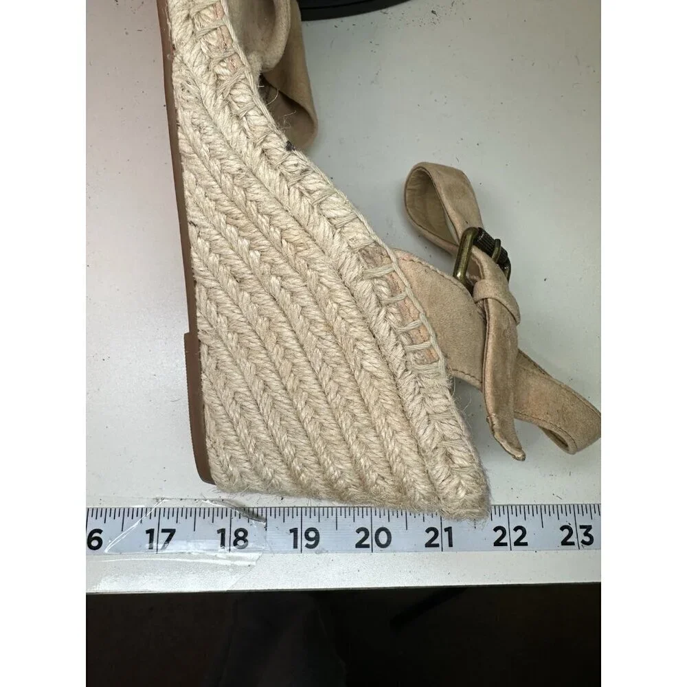 Splendid Womens Beige Suede Espadrille Wedge Sandals Size 8.5 US